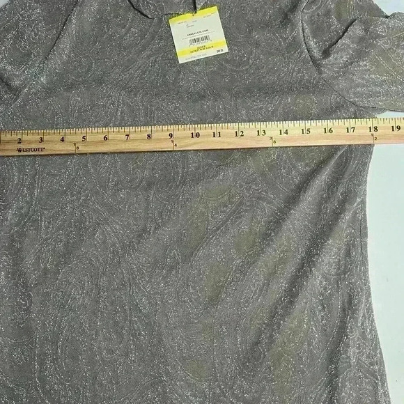 Anne Klein shimmer long sleeve turtleneck women medium NEW gray - Picture 7 of 7